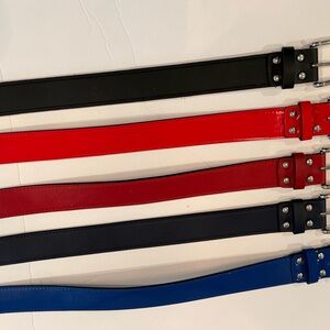 Set of Colorful baseball Belts - Black, Red, Burgundy, Navy.